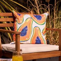icon Indoor & Outdoor Papaya Fruit Print Waterproof Cushion, Orange | Size: 43 cm x 43 cm