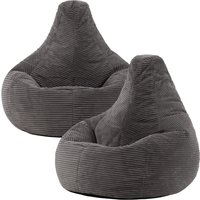 icon Dalton Cord Adult Bean Bag Chair, Set of 2 in Charcoal