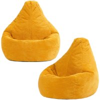icon Pack of 2 Dalton Kids Bean Bag, Corduroy Childrens Beanbag in Yellow
