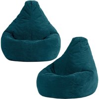 icon Pack of 2 Dalton Kids Bean Bag, Corduroy Childrens Beanbag in Teal