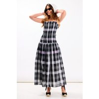 Check Drop Waist Midi Dress