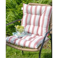 Dibor Set of 4 Traditional Red Striped Chair Seat Pad Garden Furniture Cushions L40cm x W40cm | Size: 40 cm x 40 cm