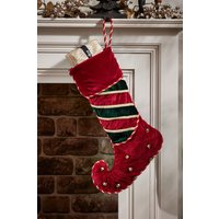 Dibor Set of 4 Red Jingle Bell Velvet Xmas Gift Decoration Christmas Stocking | Size: 4 Pack