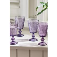 Dibor Set of 4 Purple Lavender Spring Summer Embossed Drinking Glass Wine Goblets Wedding Gift 300ml | Size: 4 Pack