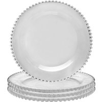 Dibor Set of 4 Bella Perle Dinner Tableware Charger Plate Serving Plates Dia 33cm in Clear | Size: 4 Pack