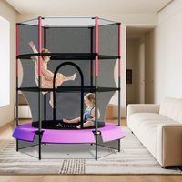 Trampoline Safety Enclosure Net Indoor Outdoor Jumping Fun Hexagonal Design Padded Poles Pink