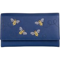 Mala leather Women's Suri Bee Leather RFID Flapover Purse in Blue