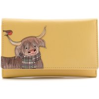 Mala leather Women's Highland Cow & Robin RFID Matinee Purse in Yellow