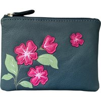 Mala leather Women's Sakura Floral RFID Coin & Card Purse in Navy