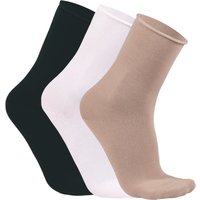 Alse Studio Women's 3Pair Modal Rich Super Soft Seamless No Elastic Ankle High Socks in Medium Beige | Size: 4-7