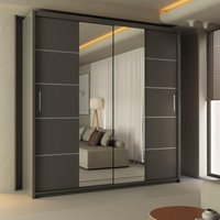 Sliding Wardrobes 4U Ribon Sliding Mirror Door Wardrobe 180cm X 217cm in Grey | Size: 180 cm X 217 cm