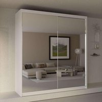 Sliding Wardrobes 4U Jacklin Double Full Mirror Sliding Door Wardrobe 200cm X 217cm in White | Size: 200 cm X 217 cm
