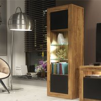 Creative Furniture Illume Display Cabinet 170cm - A Stylish & Modern Cabinet with Glass Shelves & LED Lights in Brown