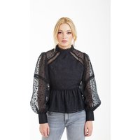 Polka Dot Organza Puff Sleeve Top