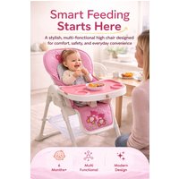 High Chair Feeding Table Padded Seat Folding 3 1 Reclining Height Adjustable w Removable Tray 5 Point