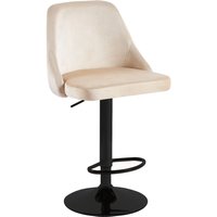 Hygrad Built to Survive Set of 2 Breakfast Velvet Bar Stools Swivel Gas Lift Rest Chair Kitchen Barstool in Cream