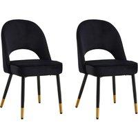 Hygrad Built to Survive Set of 2 Modern Velvet Dining Chairs Seat Padded Metal Legs Kitchen Home Office in Black