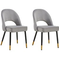 Hygrad Built to Survive Set of 2 Modern Velvet Dining Chairs Seat Padded Metal Legs Kitchen Home Office in Grey