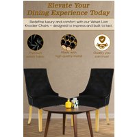 Hygrad Built to Survive 2 X Velvet Upholstered Seat Luxury Dining Accent Chair With Gold Metal Legs Gold For Home Office Study Hallway - Black