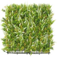 Hygrad Built to Survive Pack of 12 x Artificial Boxwood Topiary Screen Wall Hedge Grass 50 x 50cm For Indoor/Outdoor - Lime Green | Size: 50 x 50 cm