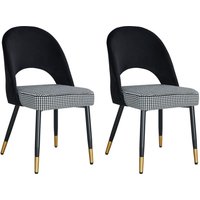 Hygrad Built to Survive Set of 2 Dining Chairs Velvet Padded Seat Metal Legs Kitchen Chair Home Office Set in Cream