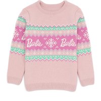 Barbie Girl's Kids Christmas Jumper (Pink) in Pink | Size: 5-6 Years