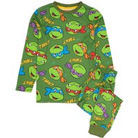 Teenage Mutant Ninja Turtles Boy's Kids Short Sleeve Long Leg Pyjama Set (Green) in Green | Size: 5-6 Years