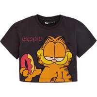 Garfield Girl's Kids Cropped Short Sleeved T-Shirt (Grey) in Grey | Size: 7-8 Years