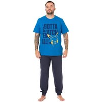 Pokemon Men's Short Sleeve Long Leg Pyjama Set | Blue | Official Merch | Size: Small
