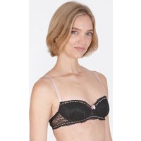 Little Women Women's 'Midnight Ribbon' Non-Wired Balconette Fixed Padding Bra in Black | Size: 42AA
