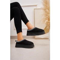 Embroidered Fluffy Platform Slippers