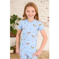Lighthouse Clothing Animal Print Children Pyjamas Cotton Colourful Stretch in Blue | Size: 6-7 Years