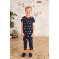 Lighthouse Clothing Animal Print Children Pyjamas Cotton Colourful Stretch in Navy | Size: 4-5 Years