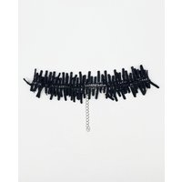 SVNX Women's Corded Zig Zag Ladder Effect Choker in Black