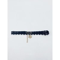SVNX Women's Lace Choker With Snowflake Charm in Black
