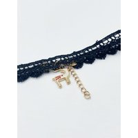 SVNX Women's Lace Choker With Reindeer Charm in Black