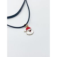 SVNX Women's PU Leather Choker With Santa Claus Charm in Black