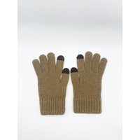 SVNX Ribbed Knitted Gloves in Beige