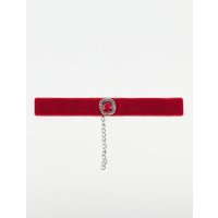 SVNX Women's Red Faux Velvet Choker Necklace with Red Jewel
