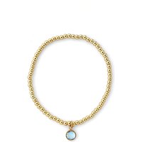 Joy by Corrine Smith Women's March Birthstone Beaded Bracelet Gold Plated in Metallic Gold