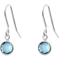 Joy by Corrine Smith Women's March Birthstone Crystal Drop Earrings Silver Plated in Metallic Silver
