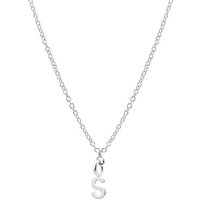 Joy by Corrine Smith Women's Dainty Initial 'S' Necklace Silver Plated in Metallic Silver | Size: 18 inches