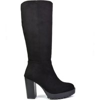 XY London Women's 'Addie' Chunky Platform Sole Boots in Jet Black | Size: 7