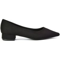 XY London Women's 'Karen' Pointed Toe Court Shoes With Low Block Heel in Jet Black | Size: 6