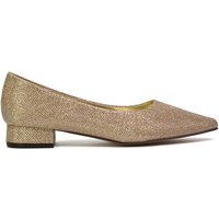 XY London Women's 'Karen' Pointed Toe Court Shoes With Low Block Heel in Gold | Size: 6