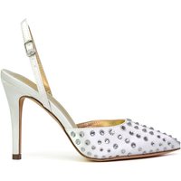 XY London Women's 'Shelly' Strappy Slingback Pointed Toe Diamante Stiletto Bridal Heels in Ivory | Size: 8