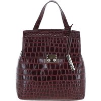 Ashwood Leather Women's Croc Print Real Leather Backpack in Wine