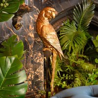 Madison & Mayfair Art Deco Gold Parrot Statue Mounted on a Black Stand