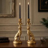 Madison & Mayfair Set of Two Gold Leopard - Lavish Candleholder