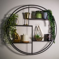 Madison & Mayfair Sleek Black Round Wall-Mounted Shelf Unit